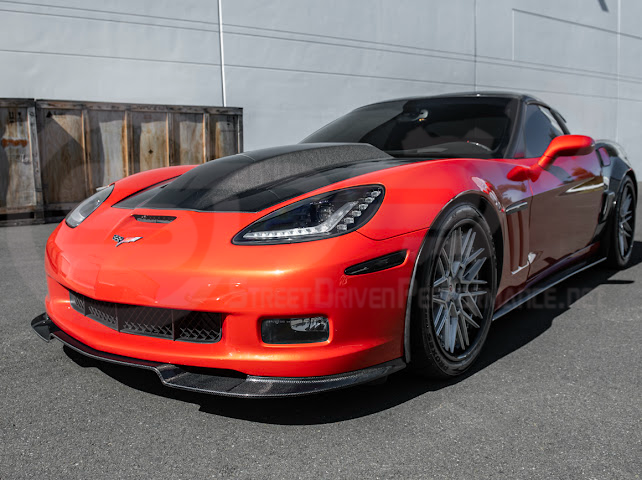 2005-2013 C6 Corvette - 427 /Grand Sport / Z06 / ZR1 | ZRA1 Style Front Splitter Lip Ground Effects (Carbon Fiber or Primer Black)