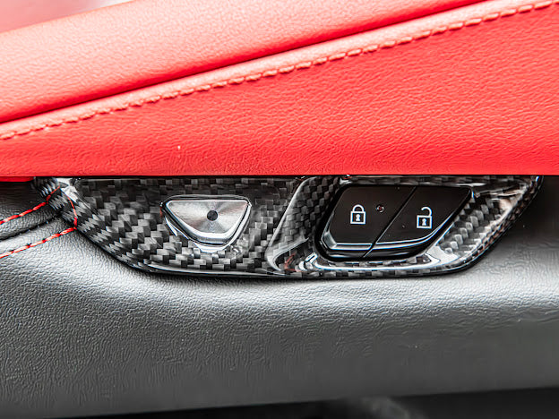 2020+ CHEVROLET CORVETTE C8 CARBON FIBER SIDE DOOR INTERIOR CONTROL BUTTON TRIM COVER