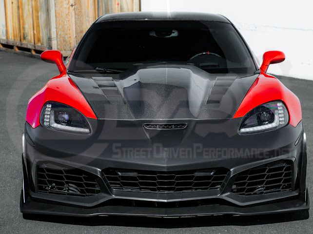 2005-2013 Corvette C6 Z06 | C7 ZR1 Style Primer Black Front Bumper Conversion Kit Replacement