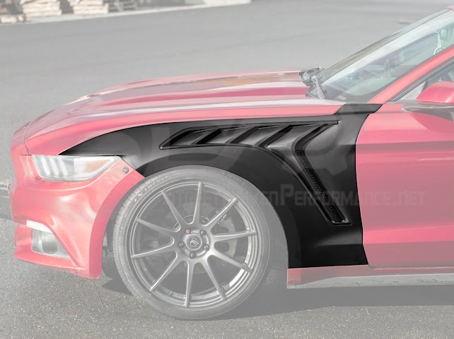 2015-2017 FORD MUSTANG S550 | GTD STYLE PRIMED BLACK FRONT SIDE VENTED FENDERS