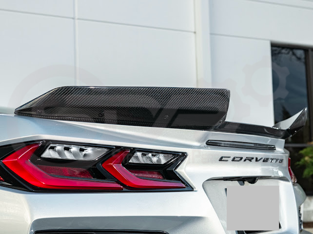 2023-Up CORVETTE C8 Z06 / E-RAY / ZR1 | CARBON FIBER 1.5 INCH EXTENDED REAR SPOILER WING WICKER BILL WINGLETS PAIR