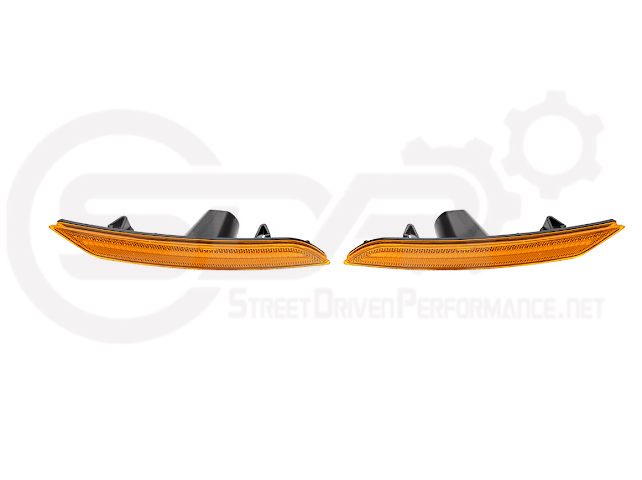2016-2024 Chevrolet Camaro | Front Bumper Side Marker Lens w/ Amber LED Reflector Light Pair (Clear / Amber / Smoke)