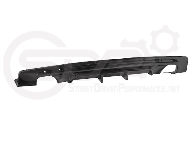 Chevrolet Camaro 2016-2024 rear bumper diffuser by SDP Performance, glossy black with finned lower design for sporty style.