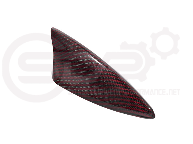 Red carbon fiber shark fin antenna cover for Cadillac ATS, CTS, CT4, and CT5 from Street Driven Performance.