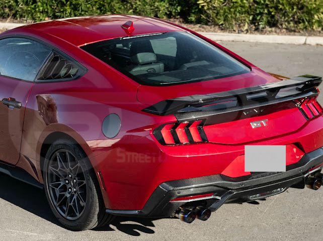 2024-UP FORD MUSTANG | DARKHORSE STYLE GLOSSY BLACK REAR TRUNK LID GURNEY FLAP WICKERBILL WING SPOILER