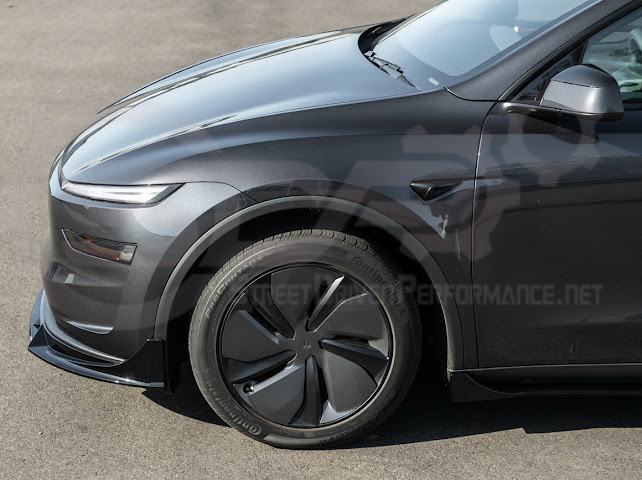 2025-UP TESLA MODEL Y | SDP TRACK STYLE GLOSS BLACK 4 PIECE FRONT LIP SPLITTER GROUND EFFECTS