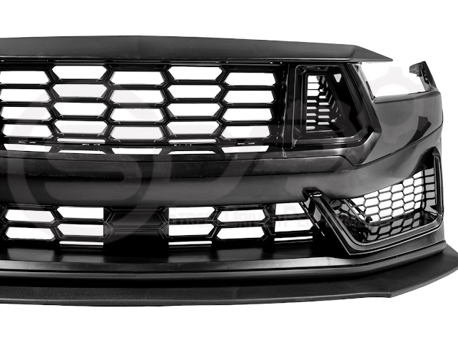 2024-Up Mustang S650 EcoBoost & GT | Dark Horse Style Front Bumper Full Replacement Kit w/ LED Light Side Grille