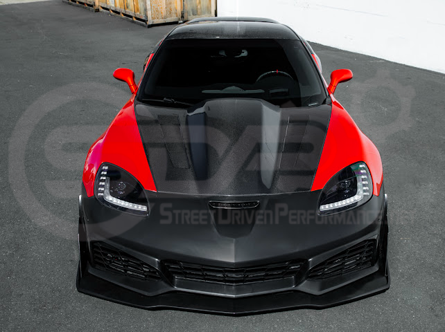 2005-2013 Corvette C6 Z06 | C7 ZR1 Style Primer Black Front Bumper Conversion Kit Replacement