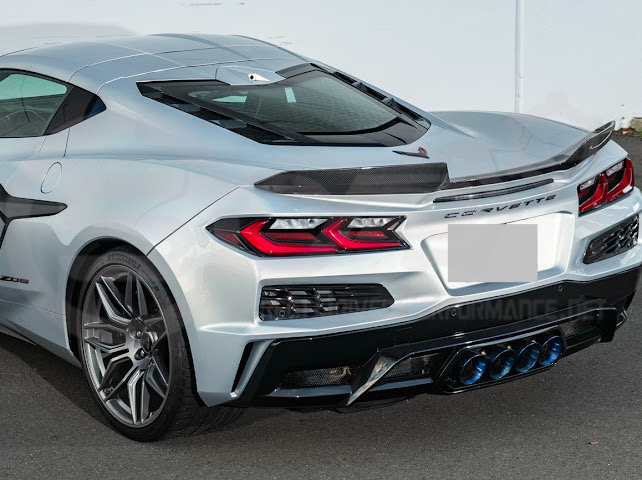 2023-Up CORVETTE C8 Z06 / E-RAY / ZR1 | Z06 FACTORY STYLE CARBON FIBER REAR SPOILER WING WITH 1.5 INCH EXTENDED WICKERBILL WINGLETS