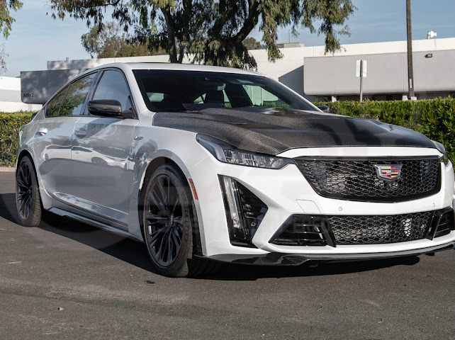 2022-2024 CADILLAC CT5-V BLACKWING SEDAN | CARBON FIBER FACTORY EXTENDED STYLE FRONT LIP SPLITTER GROUND EFFECTS