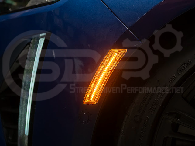 2020-Up Cadillac CT5 | Front Bumper Amber LED Reflector Light Side Marker Pair (Clear, Amber or Smoke Lens)