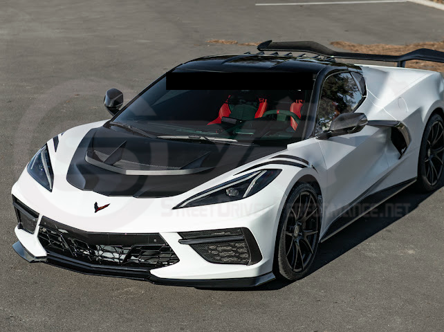 2020-PRESENT CHEVROLET CORVETTE C8 | ZR1 REPLICA STYLE  MATTE BLACK FRONT VENTED HOOD