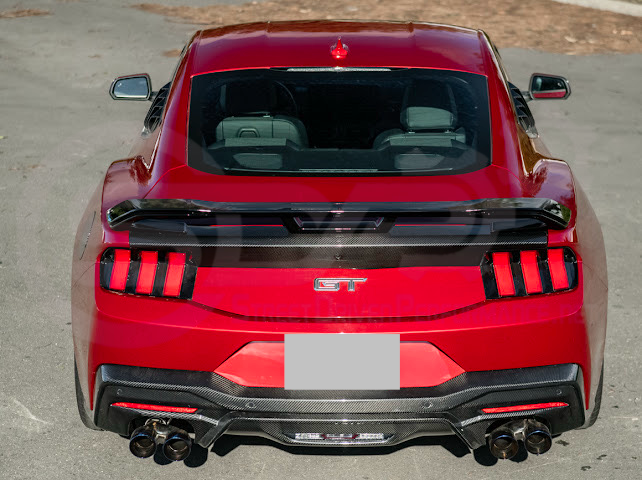 2024-UP FORD MUSTANG | DARKHORSE STYLE GLOSSY BLACK REAR TRUNK LID GURNEY FLAP WICKERBILL WING SPOILER