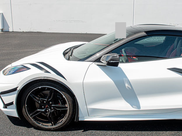 2020+ CHEVROLET CORVETTE C8 CARBON FIBER SIDE WINDOW A-PILLAR VENT COVER TRIM