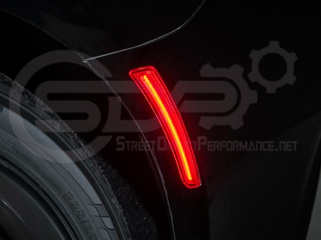 2016-2024 Chevrolet Camaro | Rear Bumper Side Marker Lens w/ Red LED Reflector Light Pair (Clear / Red / Smoke)