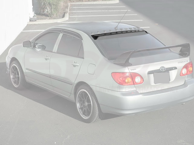 2003-2008 Toyota Corolla | JDM Tape-On Tinted Black Rear Roof Window Visor Guard
