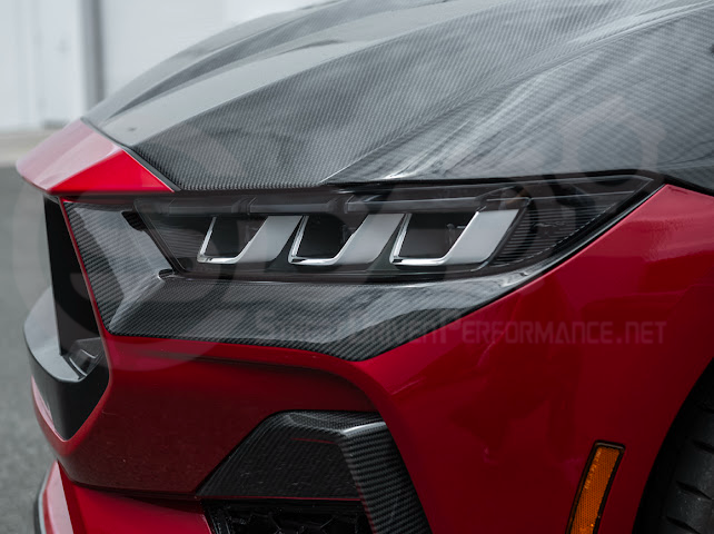 2024-Up Ford Mustang GT | Carbon Fiber Overlay Headlight Eyebrow Trim Cover Pair