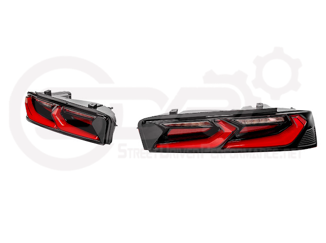 2016-2018 Chevrolet Camaro | C8 Style Sequential Signal LED Rear Taillights Pair (Clear / Red / Smoke Lens)