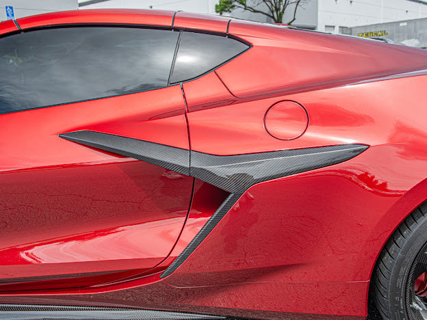 2023+ CHEVROLET CORVETTE C8 Z06/ E-RAY | CARBON FIBER SIDE FENDER VENT DOOR HANDLE TRIM PAIR