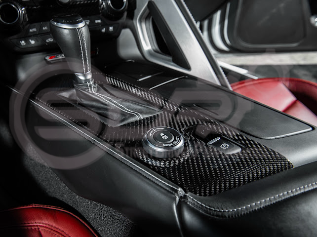 2014-2019 CHEVROLET CORVETTE C7 | FACTORY STYLE DRY CARBON FIBER CENTER CONSOLE SHIFTER TRIM PLATE COVER OVERLAY