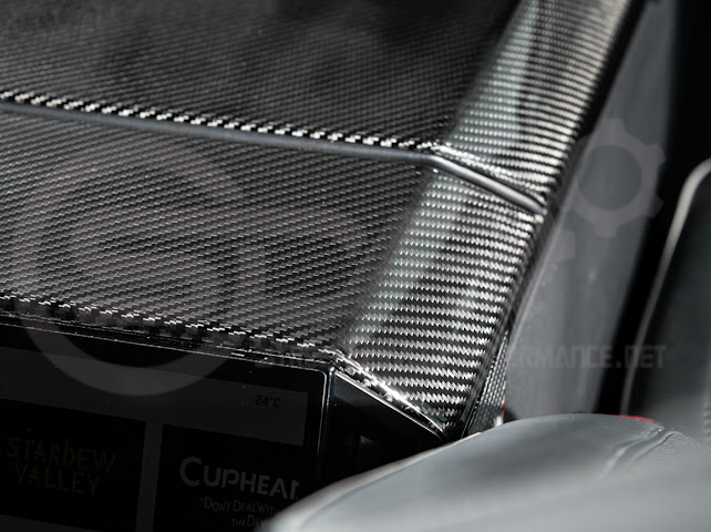 2024-Up Tesla Cybertruck | Interior DRY Carbon Fiber Rear Display Upper Cover