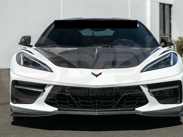 2020-PRESENT CHEVROLET CORVETTE C8 | SDP PERFORMANCE TRACK STYLE DOUBLE SIDED DRY CARBON FIBER FRONT HOOD