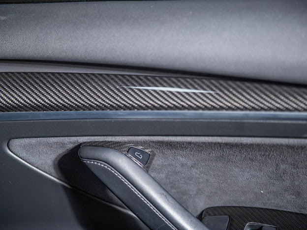 2020-UP TESLA MODEL 3 & Y CARBON FIBER INTERIOR DOOR TRIM PANEL COVER