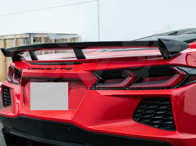 2020-Up Corvette C8 Stingray & Z51 |FaceliftedbRear Trunk High Wing Spoiler (Matte Black or Carbon Flash)