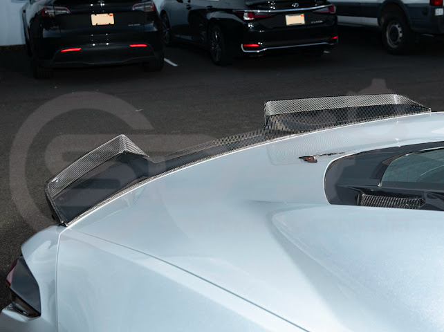 2023-Up CORVETTE C8 Z06 / E-RAY / ZR1 | CARBON FIBER 1.5 INCH EXTENDED REAR SPOILER WING WICKER BILL WINGLETS PAIR