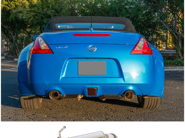 2009-2021 NISSAN 370Z Z34 STAINLESS STEEL AXLE BACK 4.5" DUAL TIPS EXHAUST (ANDOLIZED SILVER OR BURNT BLUE TIPS)