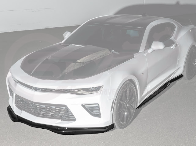 2016-2024 Camaro SS & 2019-2024 Chevrolet Camaro LT / LS / RS Models | SDP T6 Style GLOSSY BLACK Front Lip Splitter Side End Cap & Side Skirts Aero Kit
