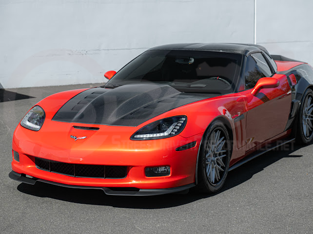 2005-2013 C6 Corvette - 427 /Grand Sport / Z06 / ZR1 | ZRA1 Style Front Splitter Lip Ground Effects (Carbon Fiber or Primer Black)