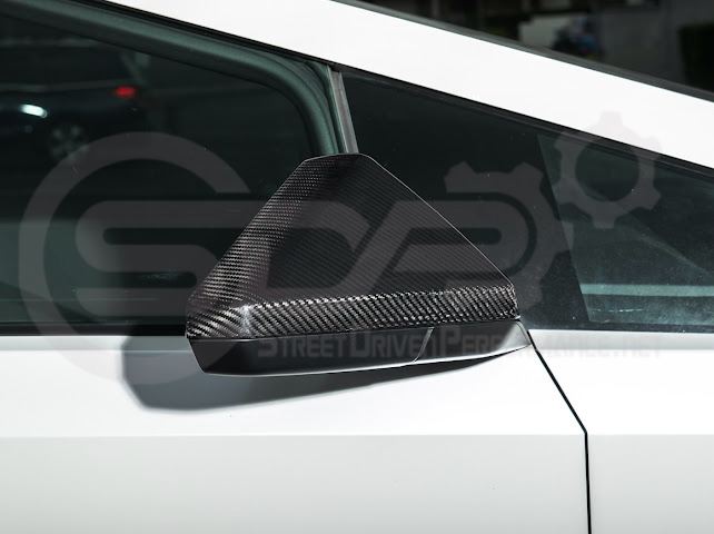 2024-Up Tesla Cybertruck | Factory Style Carbon Fiber Side Mirror Covers Pair
