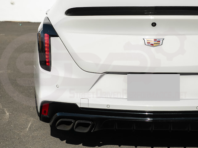 2020-Up Cadillac CT4 | SMOKE TINTED Rear Tail Light Trim Bezel Cover Pair