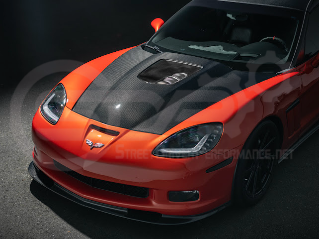 2005-2013 Chevrolet Corvette C6 | ZR1 Style Carbon Fiber Front Hood w/ Clear Window Insert