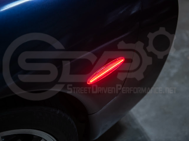 1997-2004 Chevrolet Corvette C5 | Rear Bumper Clear / Red / Black Lens Red LED Side Marker Lights Pair