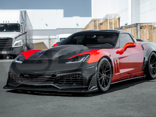 2005-2013 Corvette C6 Z06 | C7 ZR1 Style Primer Black Front Bumper Conversion Kit Replacement