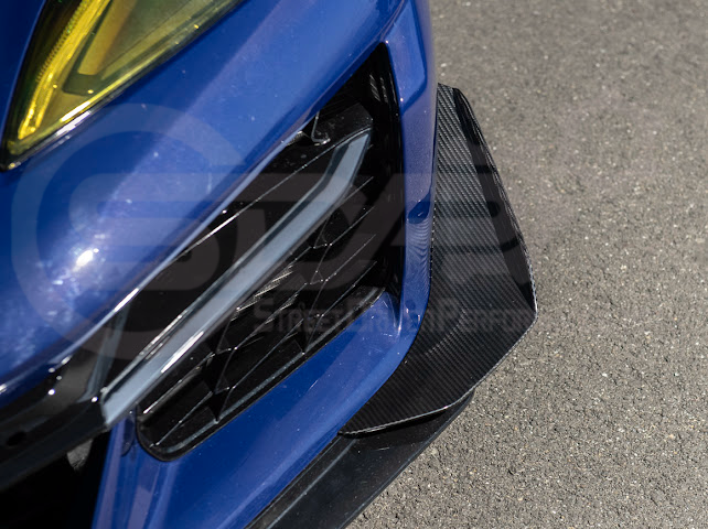 2023-UP CORVETTE C8 Z06, E-RAY, ZR1 | Z07 PERFORMANCE PACKAGE CARBON FIBER FRONT BUMPER SIDE CANARDS DRIVE PLANES PAIR