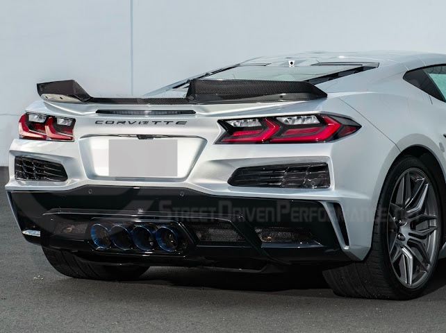 2023-Up CORVETTE C8 Z06 / E-RAY / ZR1 | Z06 FACTORY STYLE CARBON FIBER REAR SPOILER WING WITH 1.5 INCH EXTENDED WICKERBILL WINGLETS
