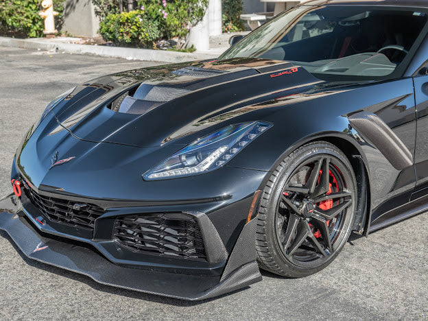 2019 CHEVROLET CORVETTE C7 ZR1 CARBON FIBER FRONT SPLITTER SIDE WINGLET EXTENSIONS (PAIR)