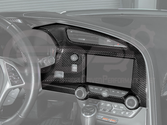 2014-2019 CHEVROLET CORVETTE C7 | FACTORY STYLE DRY CARBON FIBER CENTER INFOTAINMENT INSTRUMENT PANEL CLUSTER TRIM PLATE COVER OVERLAY