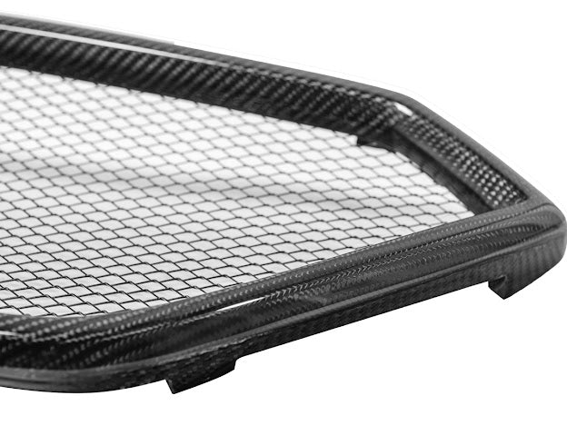 Black carbon fiber front mesh grille vent for 2022-up Subaru WRX, JDM competition sport style replacement by Street Driven Performance.