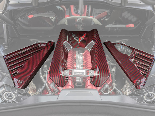 2023-Up Corvette C8 Z06 Coupe | RED CARBON FIBER Engine & Bay Panel Cover