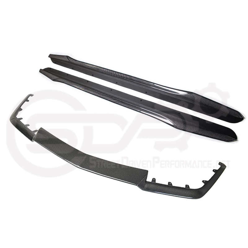 2009-2015 CADILLAC CTS-V CARBON FIBER FRONT SPLITTER & SIDE SKIRTS ROCKER PANELS GROUND EFFECTS