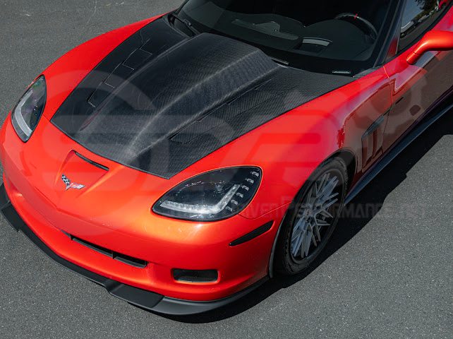 2005-2013 C6 Corvette - 427 /Grand Sport / Z06 / ZR1 | ZRA1 Style Front Splitter Lip Ground Effects (Carbon Fiber or Primer Black)