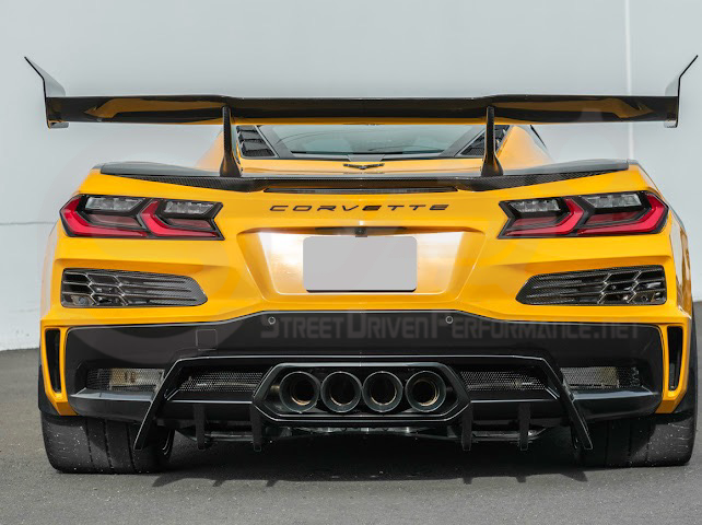 2023-UP CORVETTE C8 Z06 | GLOSSY BLACK REAR BUMPER FINNED DIFFUSER