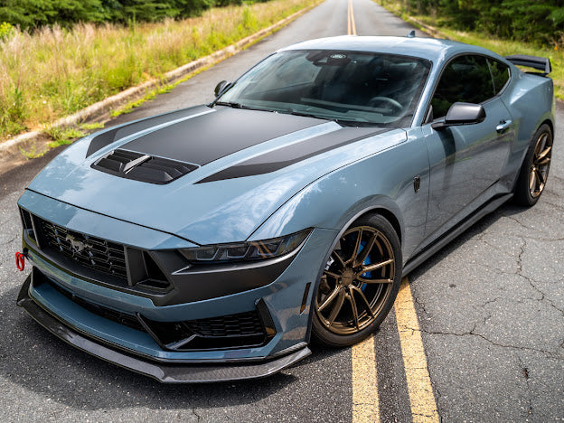 2024-Up Ford Mustang S650 | Dark Horse Factory Style CARBON FIBER Front Bumper Lip Splitter Ground Effects