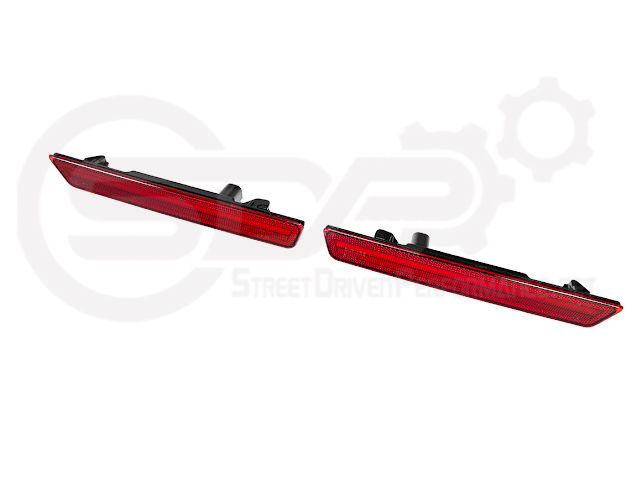 2015-2023 Dodge Challenger | Rear Bumper Side Marker Lens w/ Red LED Reflector Light Pair (Clear / Red / Smoke)