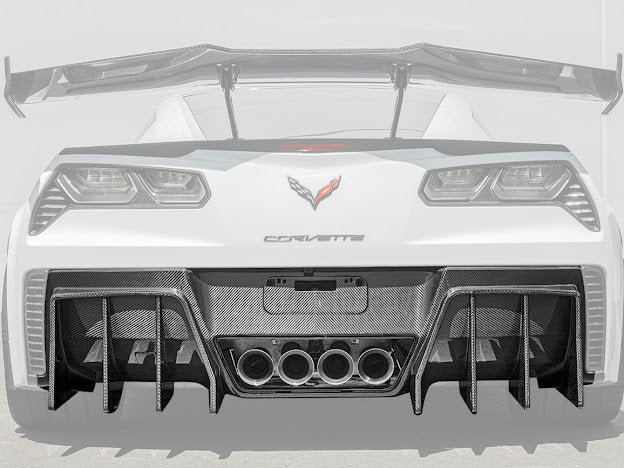 2014-2019 Corvette C7 Performance Track CARBON FIBER Rear Bumper Finned Diffuser