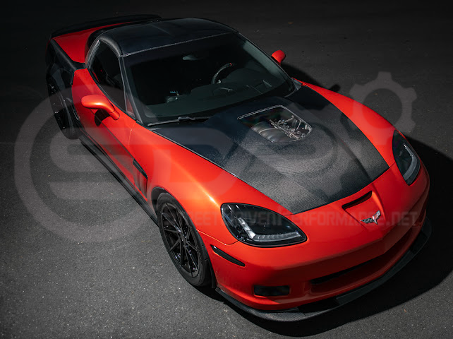 2005-2013 Chevrolet Corvette C6 | ZR1 Style Carbon Fiber Front Hood w/ Clear Window Insert
